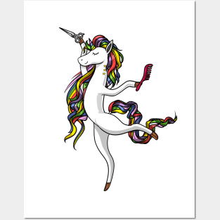 Unicorn Hairdresser Hairstylist Posters and Art